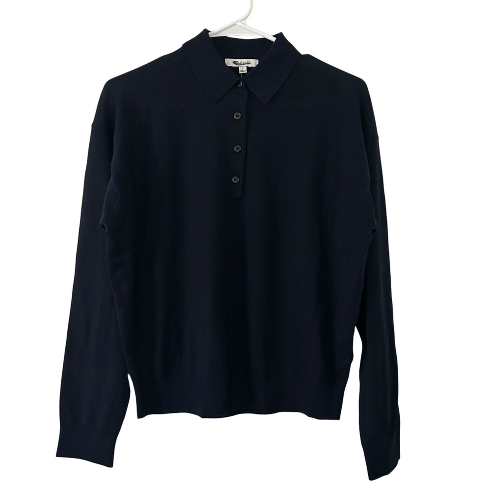 Madewell Womens Drop Shoulder Polo Merino Wool Lightweight Sweater S Small New - Picture 2 of 8